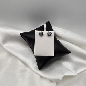 Sterling Silver 925 Black Moissanite Screwback Earrings